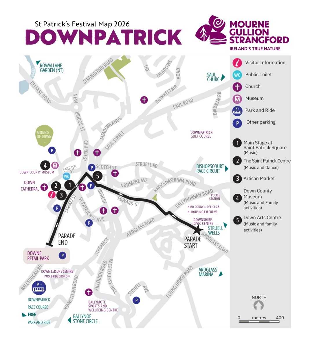 St Patrick's Festival in Downpatrick - Map
